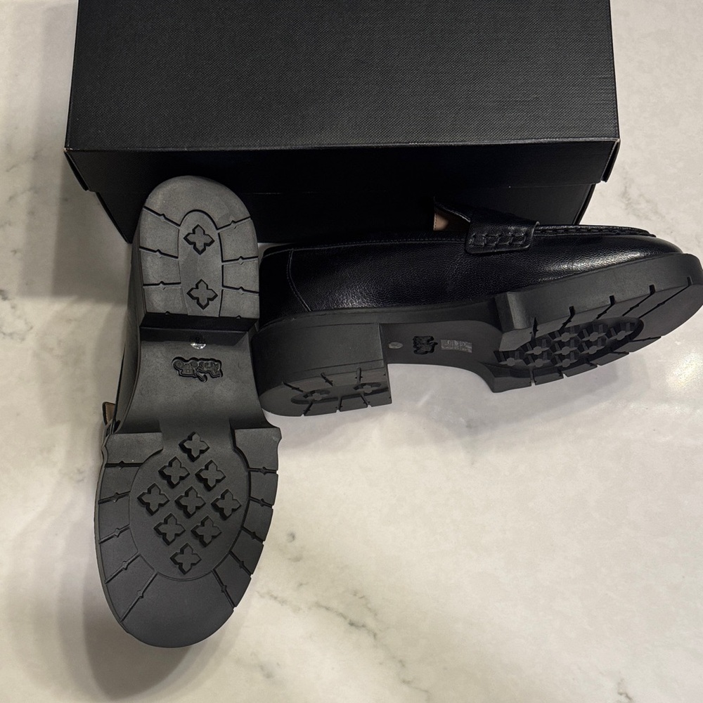 Coach Women's Black Leather Leah Loafers - Picture 4 of 5